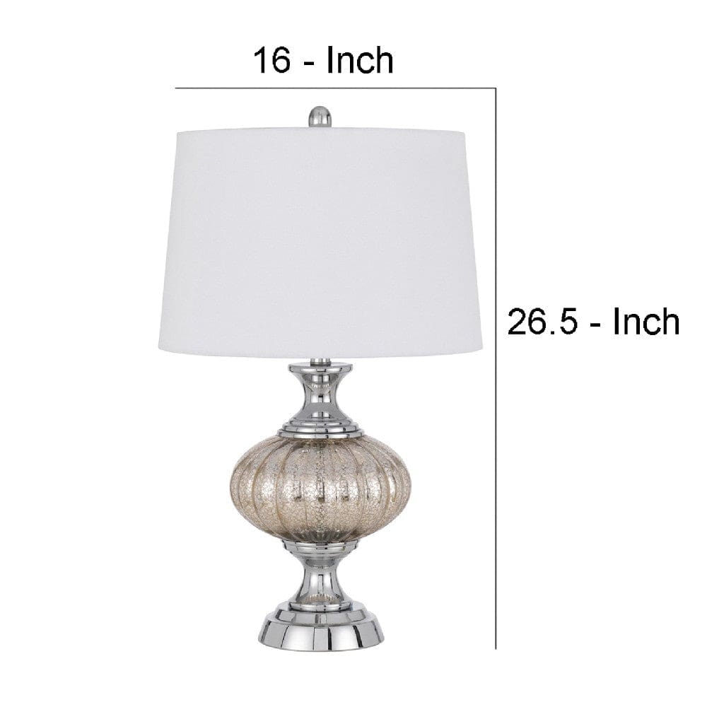27 Inch Glass Turned Style Base Table Lamp with Dimmer Silver