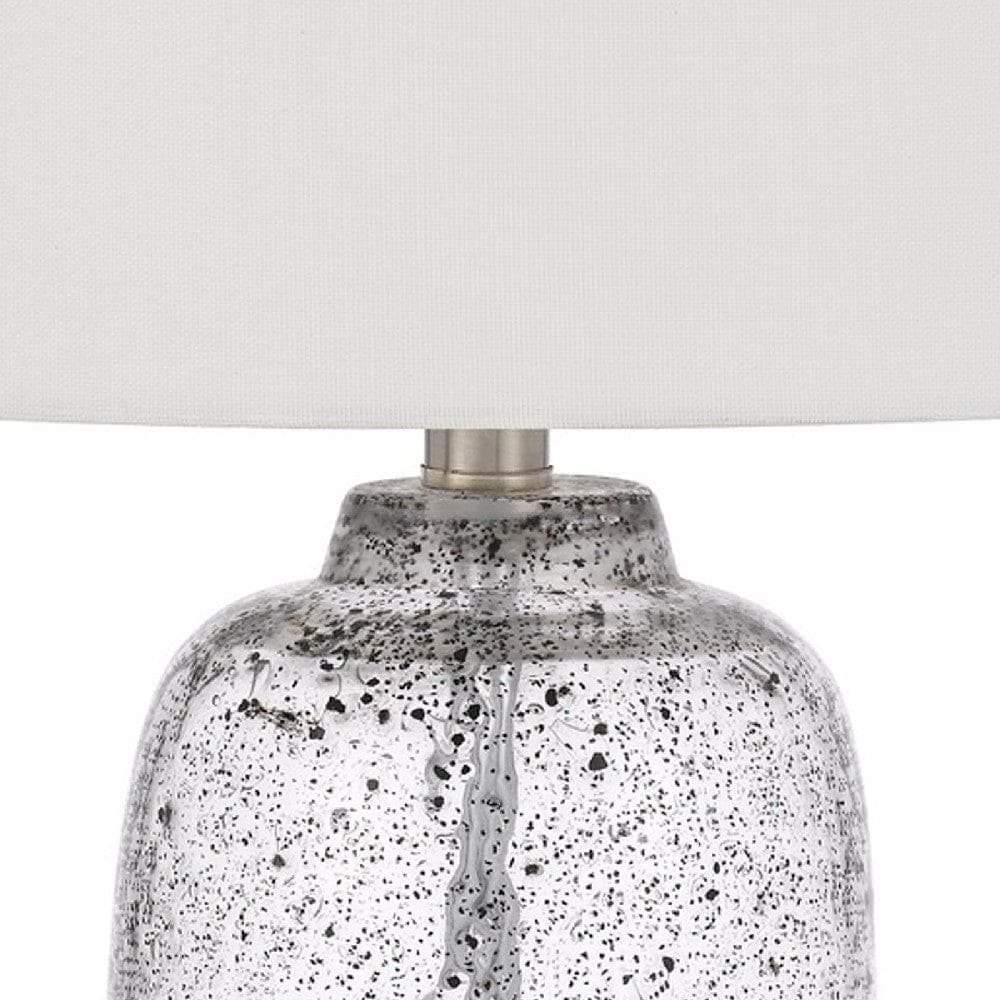 24 Inch Curved Speckled Glass Jar Base Table Lamp Clear