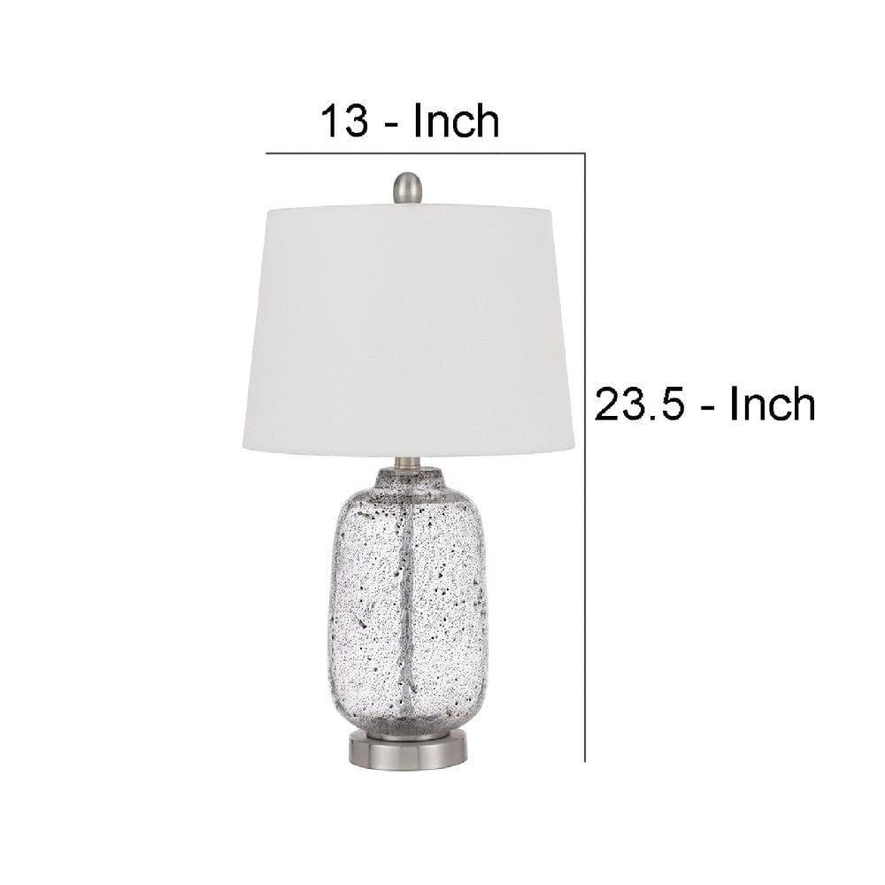 24 Inch Curved Speckled Glass Jar Base Table Lamp Clear