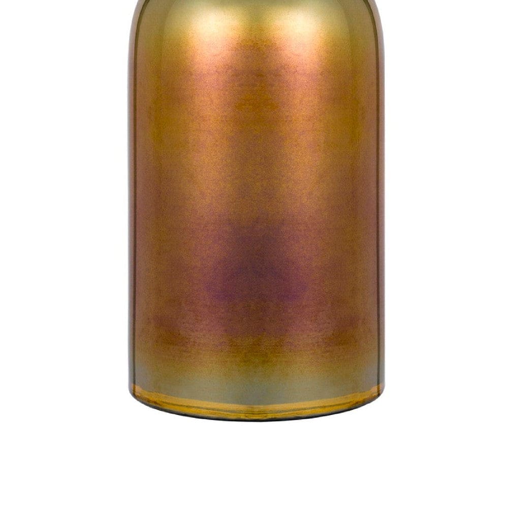 28 Inch Glass Bottle Table Lamp Drum Shade Dimmer Bronze