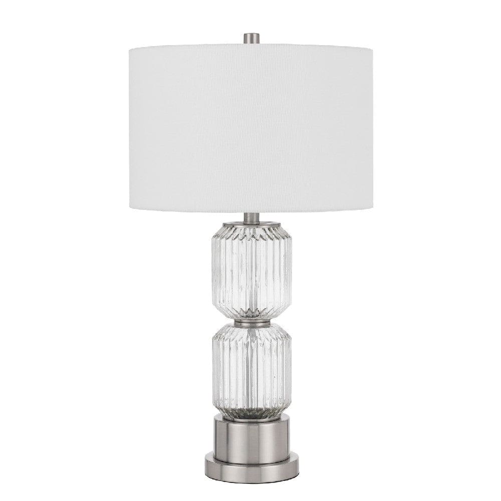 28 Inch Fluted Glass Base Table Lamp Dimmer Clear