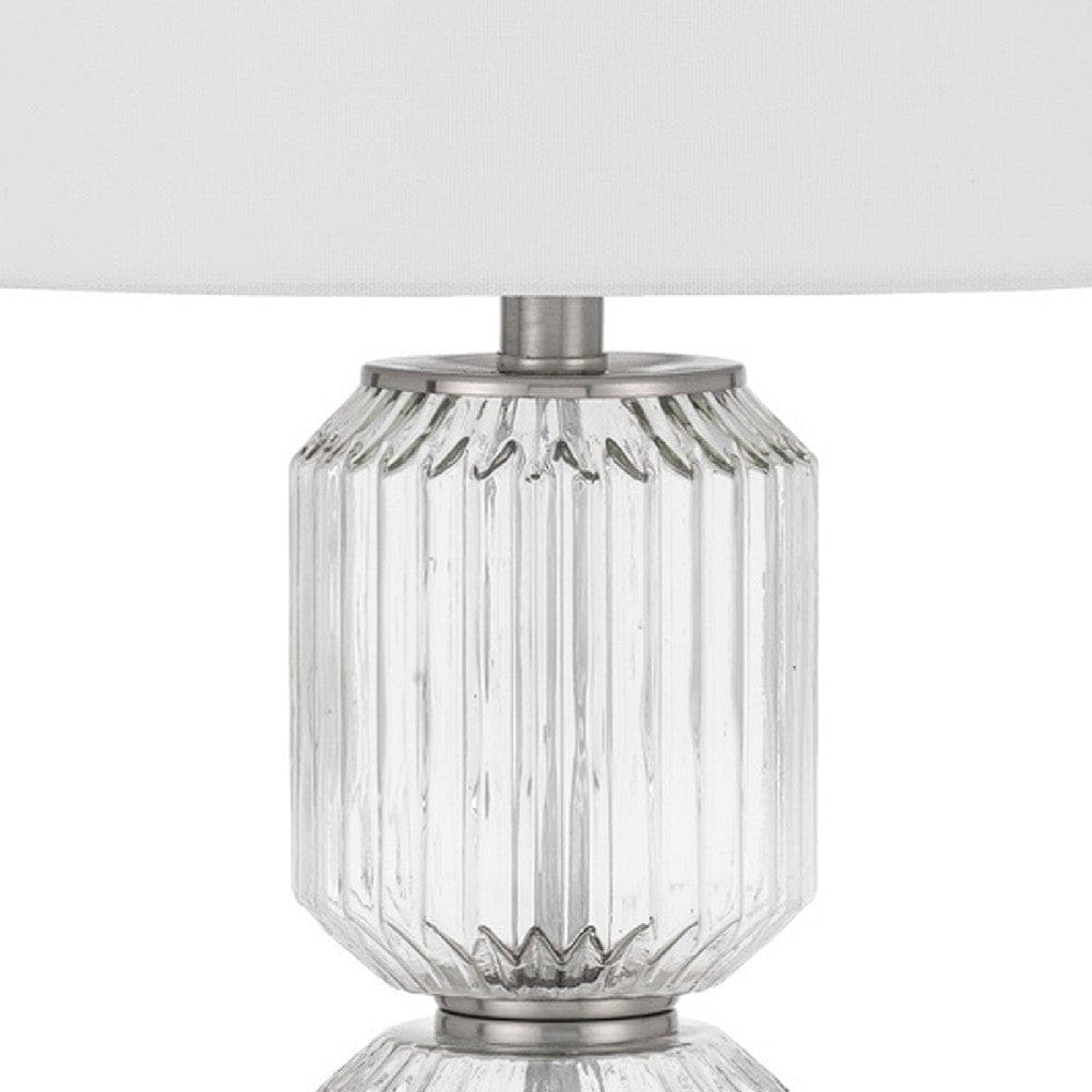 28 Inch Fluted Glass Base Table Lamp Dimmer Clear