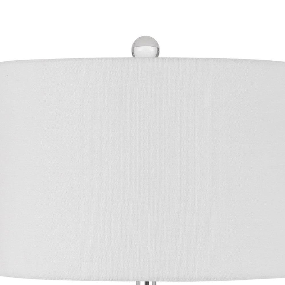 30 Inch Glass Table Lamp Striped Bottle Base Dimmer Blue