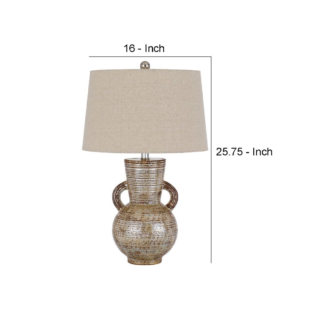 26 Inch Vase Table Lamp with Curved Handles Dimmer Bronze