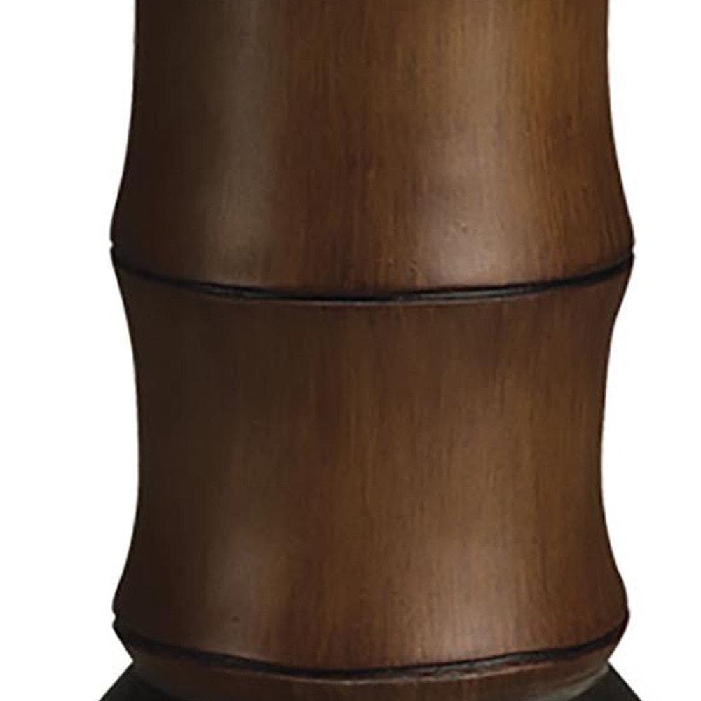 13 Inch Resin Candle Holder With Bamboo Column Design Brown