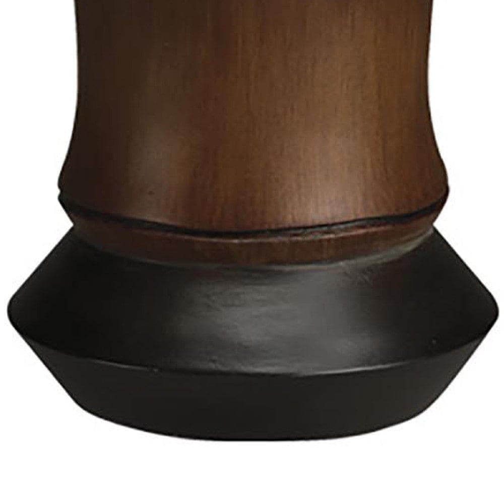 13 Inch Resin Candle Holder With Bamboo Column Design Brown