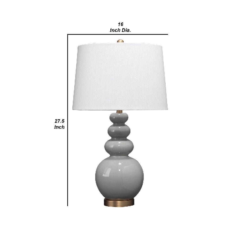 27 Inch Round Ceramic Stacked Ball Table Lamp White Gray