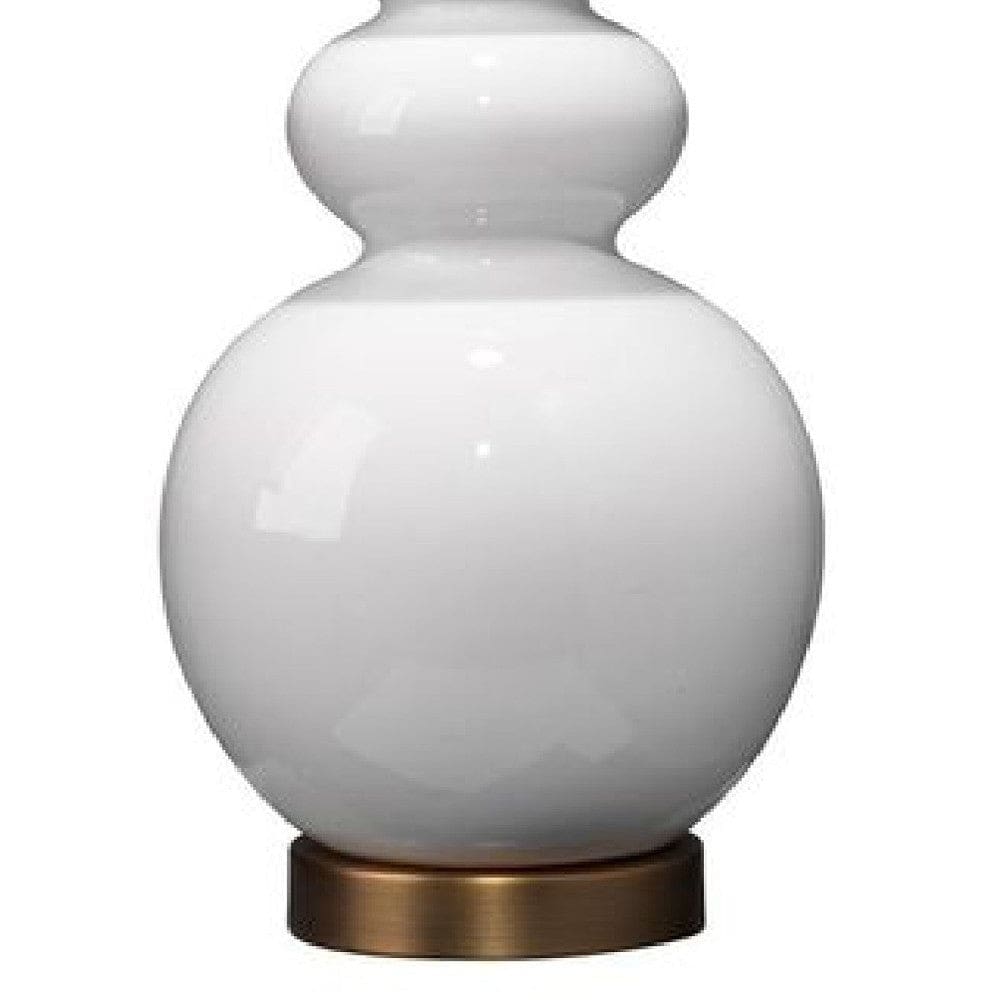 27 Inch Round Ceramic Stacked Ball Style Table Lamp White
