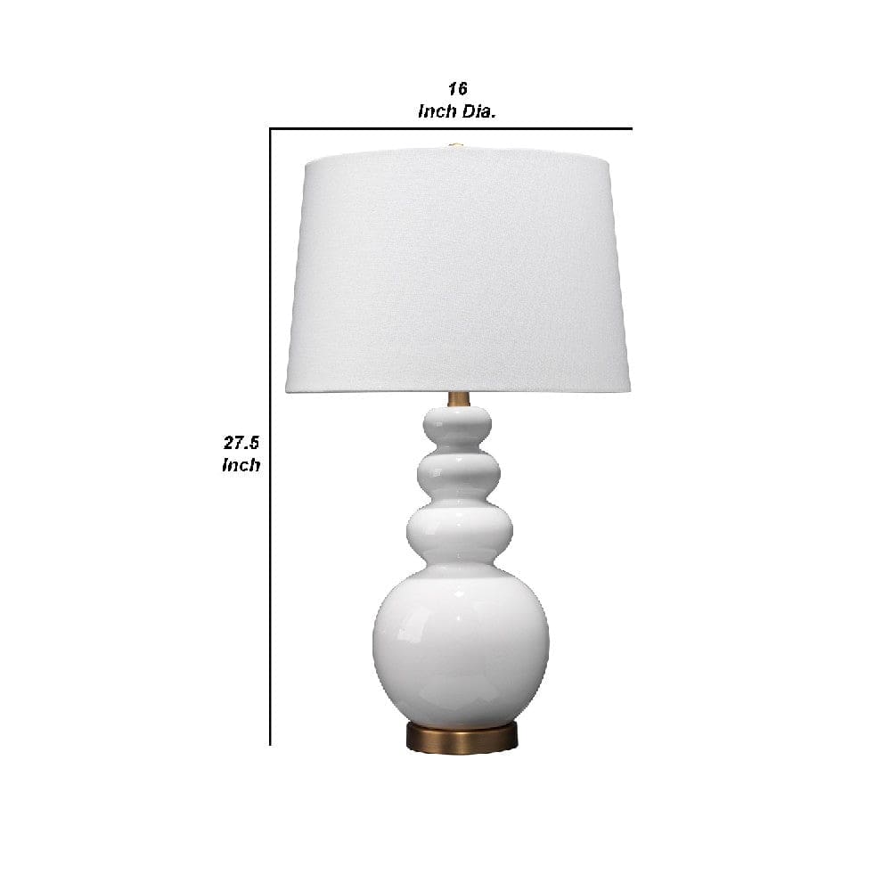 27 Inch Round Ceramic Stacked Ball Style Table Lamp White