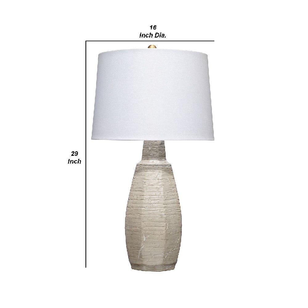 30 Inch Ceramic Table Lamp with Textured Design Base White