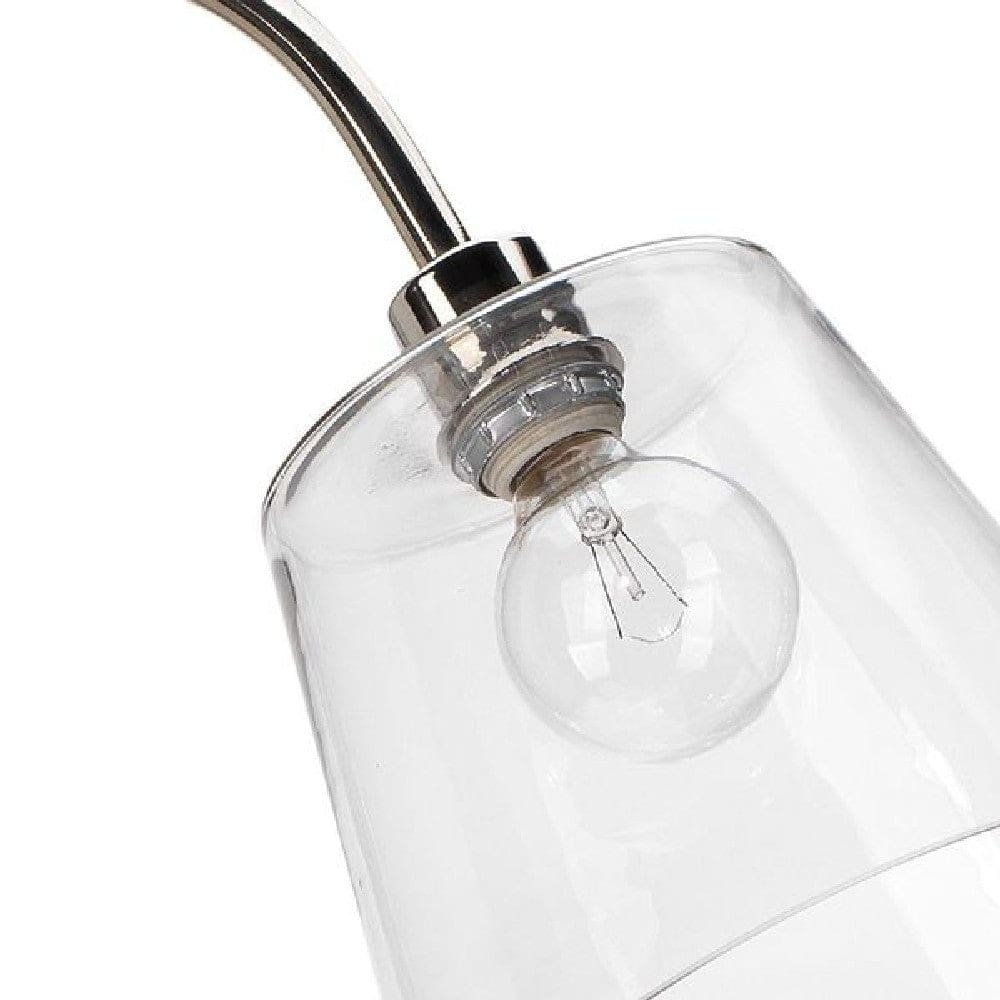 69 Inch Metal Floor Lamp With Clear Cone Glass Shade Silver