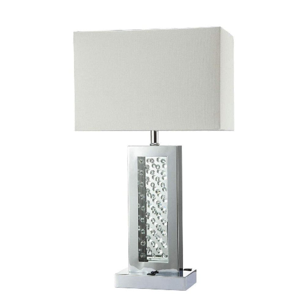 Fred 27 Inch Metal Table Lamp Glass Panel Rectangular Shade White