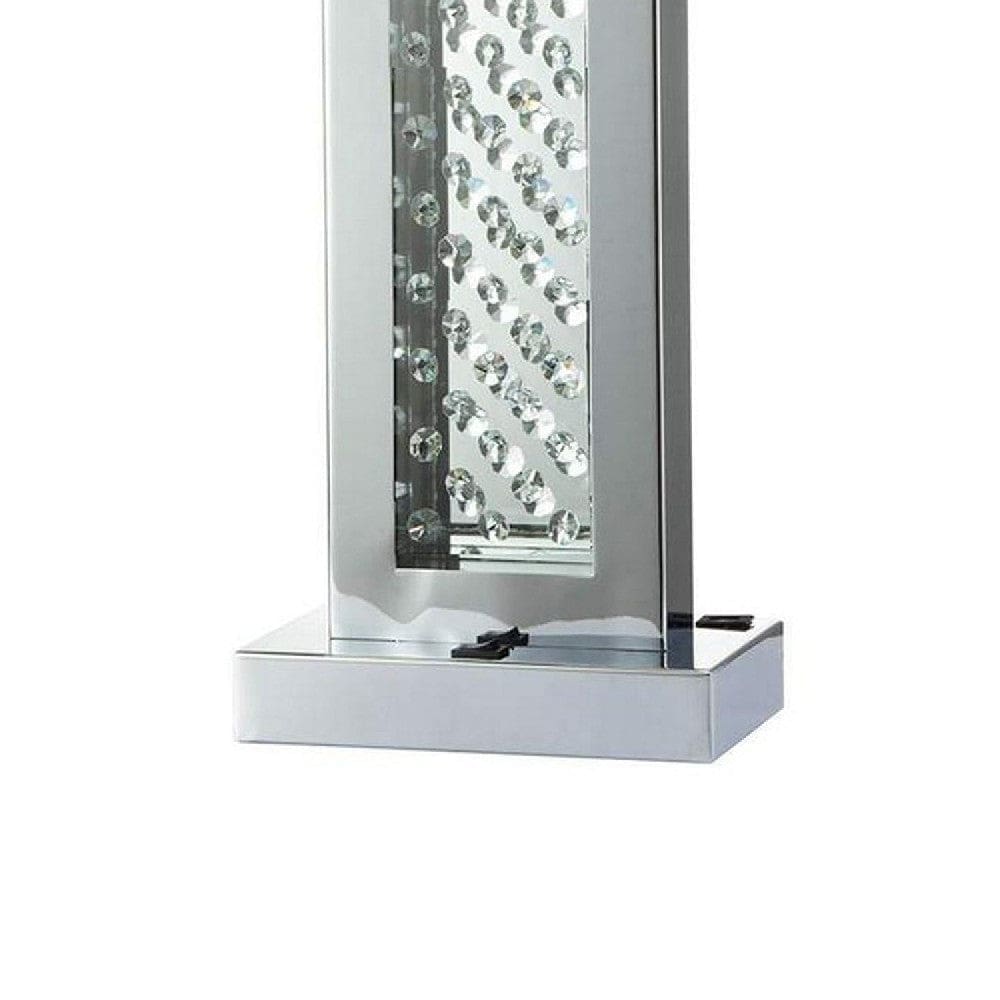 Fred 27 Inch Metal Table Lamp Glass Panel Rectangular Shade White