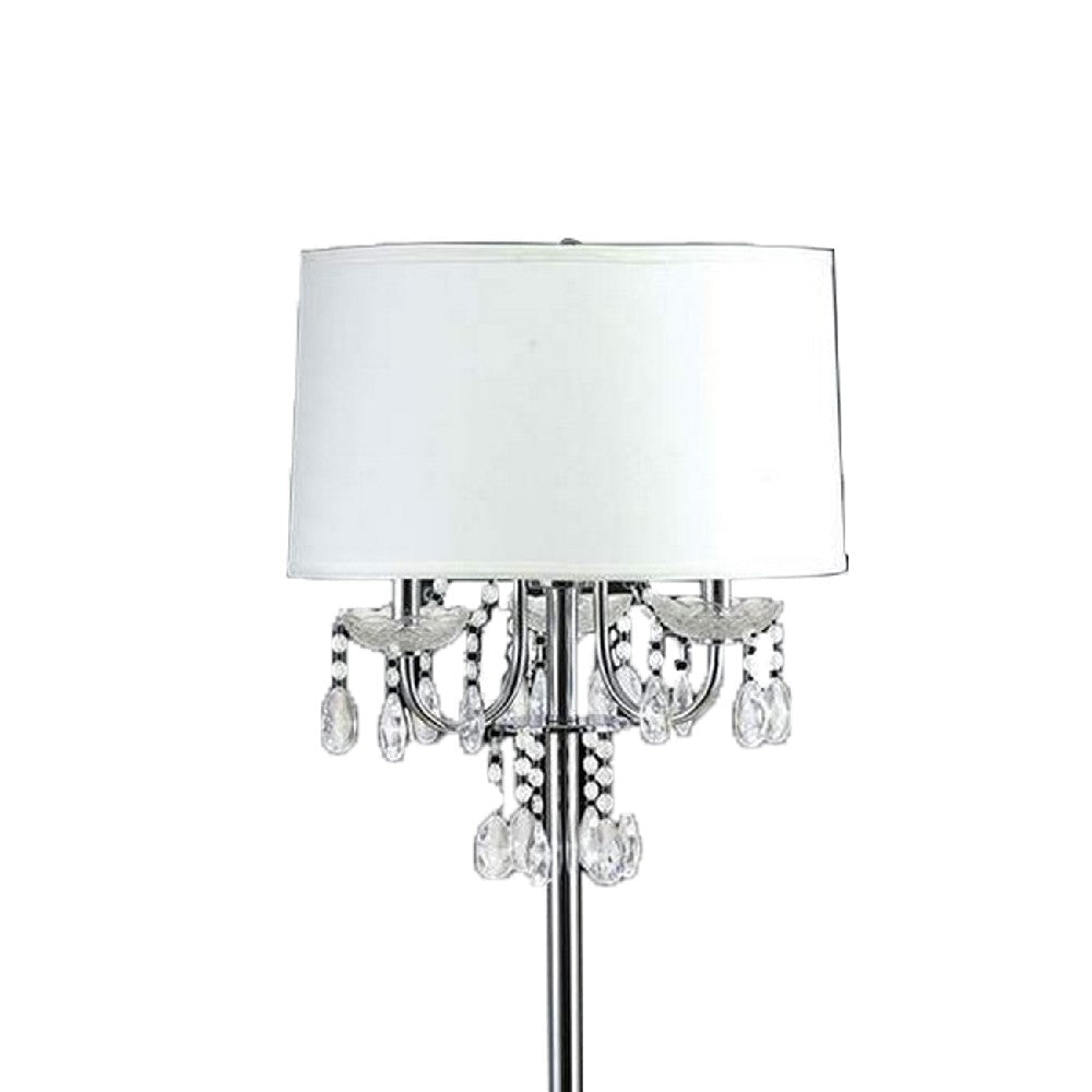 Bob 63 Inch Floor Lamp Pleated Shade Crystal Droplets White