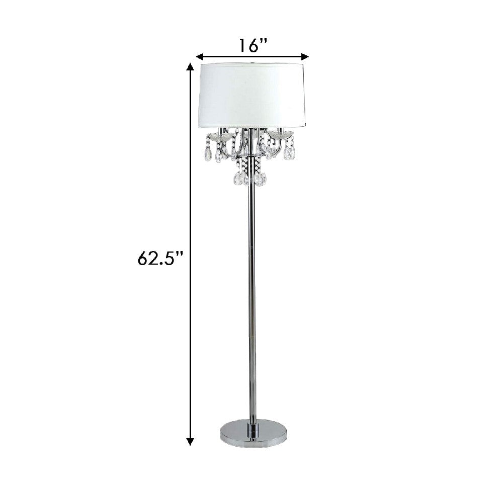 Bob 63 Inch Floor Lamp Pleated Shade Crystal Droplets White