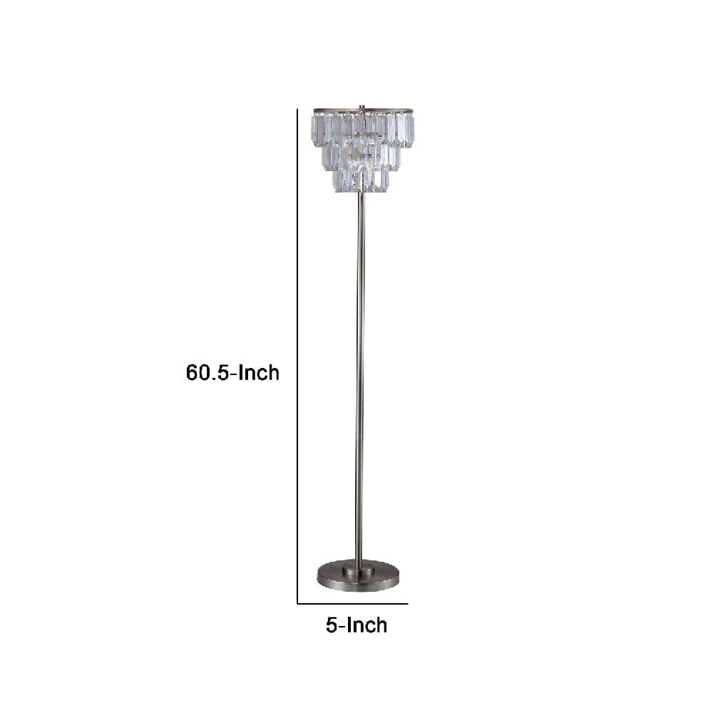 Gene 61 Inch Floor Lamp 3 Layered Crystal Shade Clear