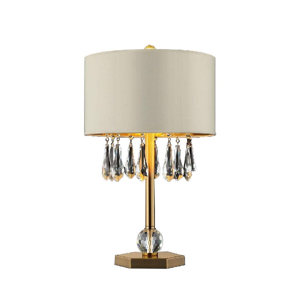 Earl 29 Inch Table Lamp Ivory Shade Crystal Droplets Gold