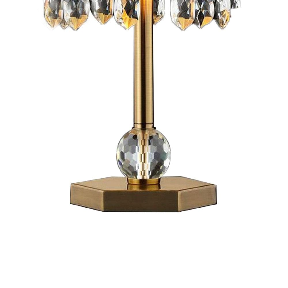 Earl 29 Inch Table Lamp Ivory Shade Crystal Droplets Gold
