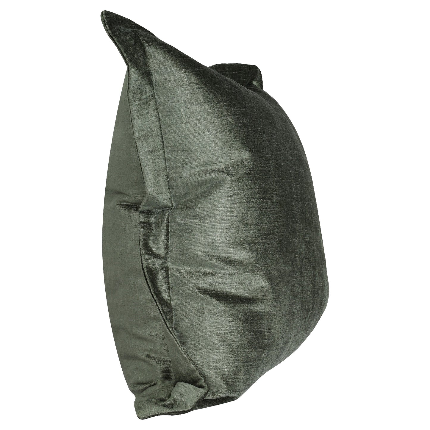 Brad 22 Inch Square Velvet Decorative Throw Pillow Flanged Finish Green