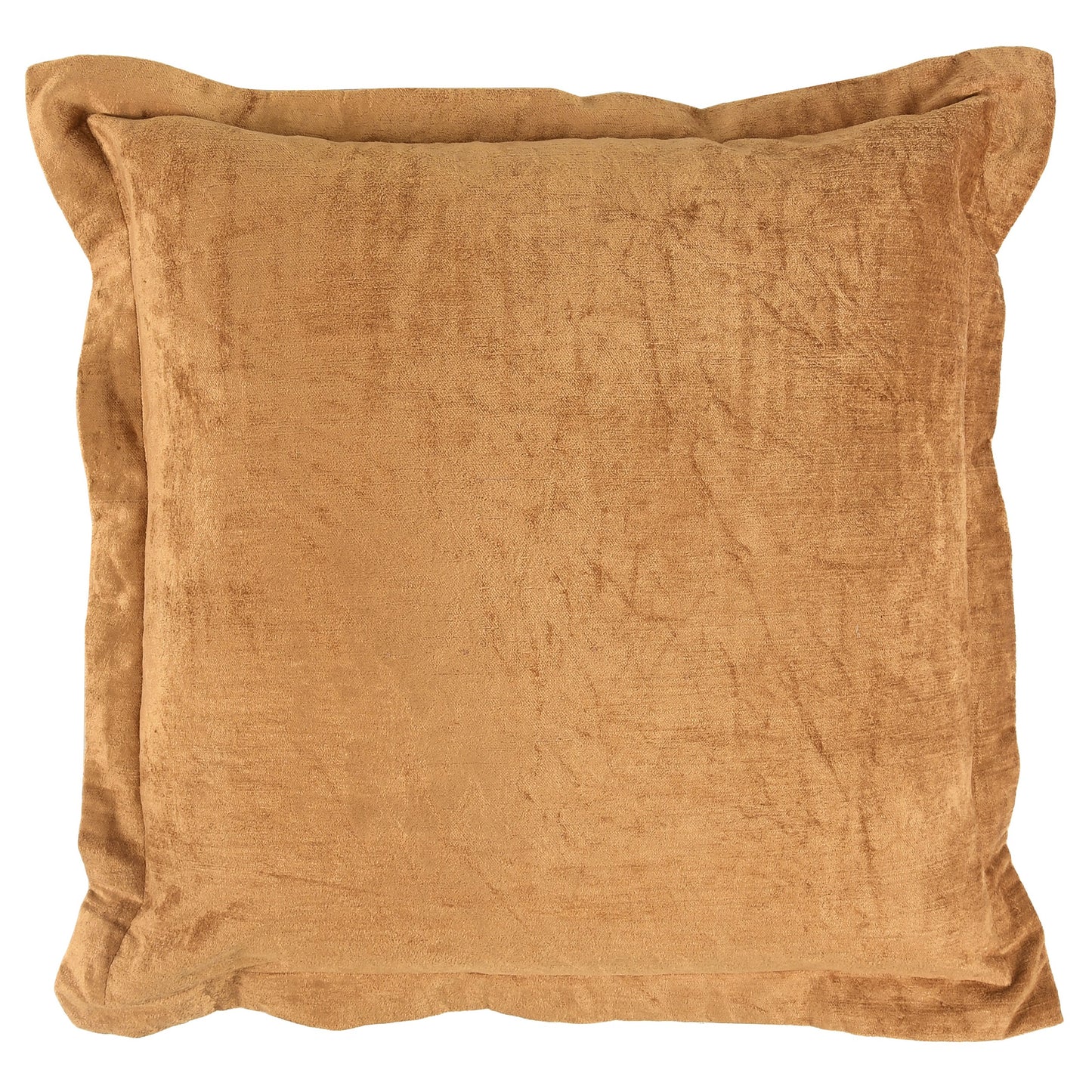 Brad 22 Inch Square Velvet Decorative Throw Pillow Flanged Harvest Gold