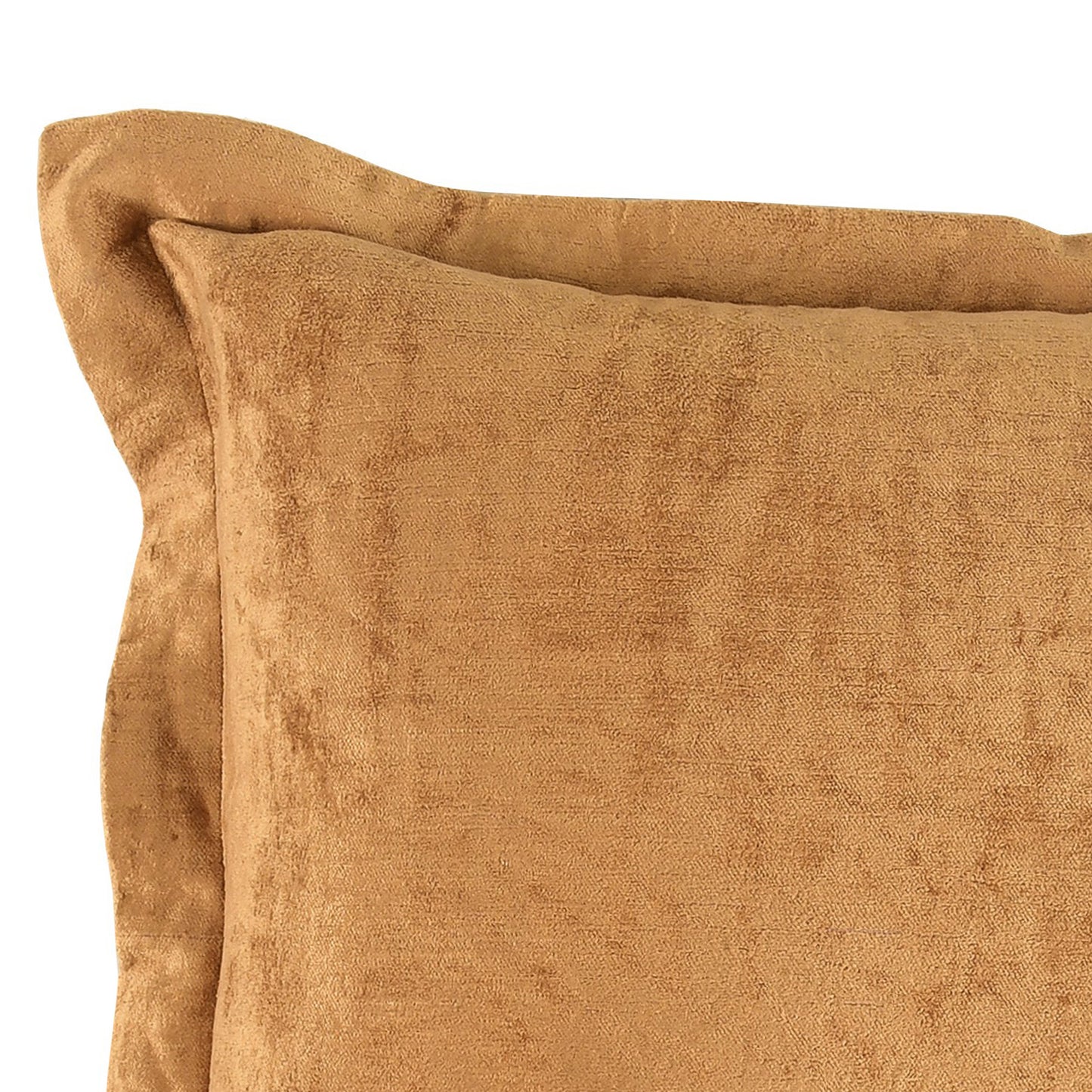 Brad 22 Inch Square Velvet Decorative Throw Pillow Flanged Harvest Gold