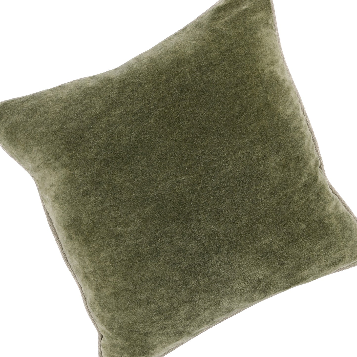 Hillary 18 Inch Square Velvet Decorative Throw Pillow Welt Cord Green