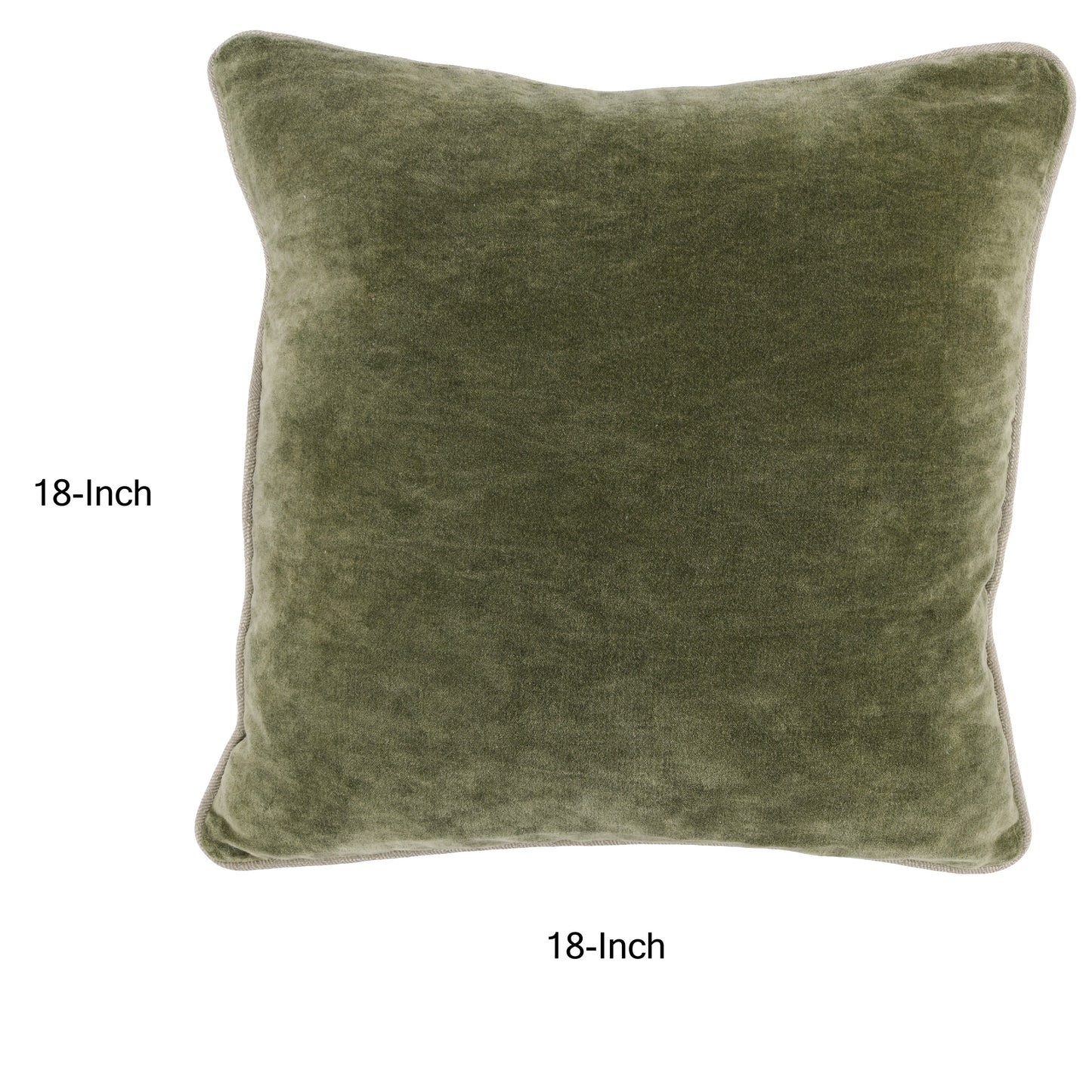 Hillary 18 Inch Square Velvet Decorative Throw Pillow Welt Cord Green