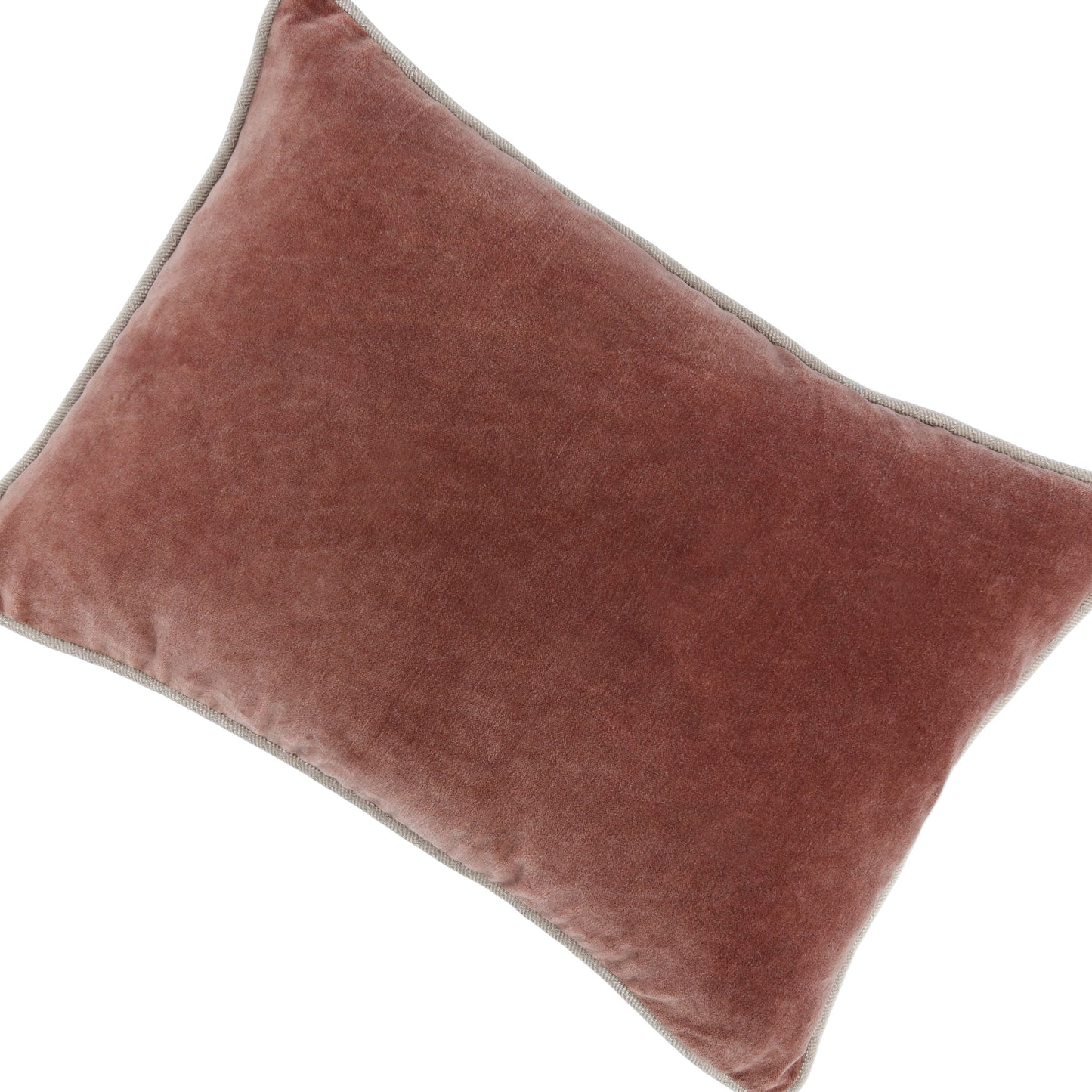 Hillary 20 Inch Velvet Welt Decorative Lumbar Throw Pillow Auburn Red