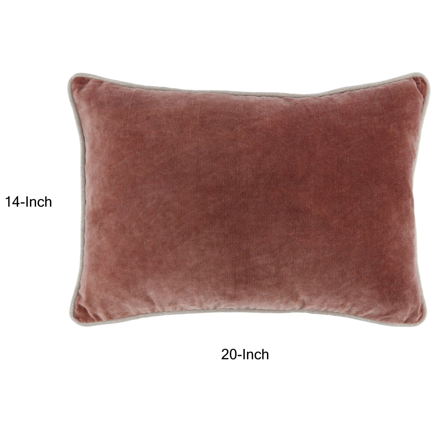 Hillary 20 Inch Velvet Welt Decorative Lumbar Throw Pillow Auburn Red