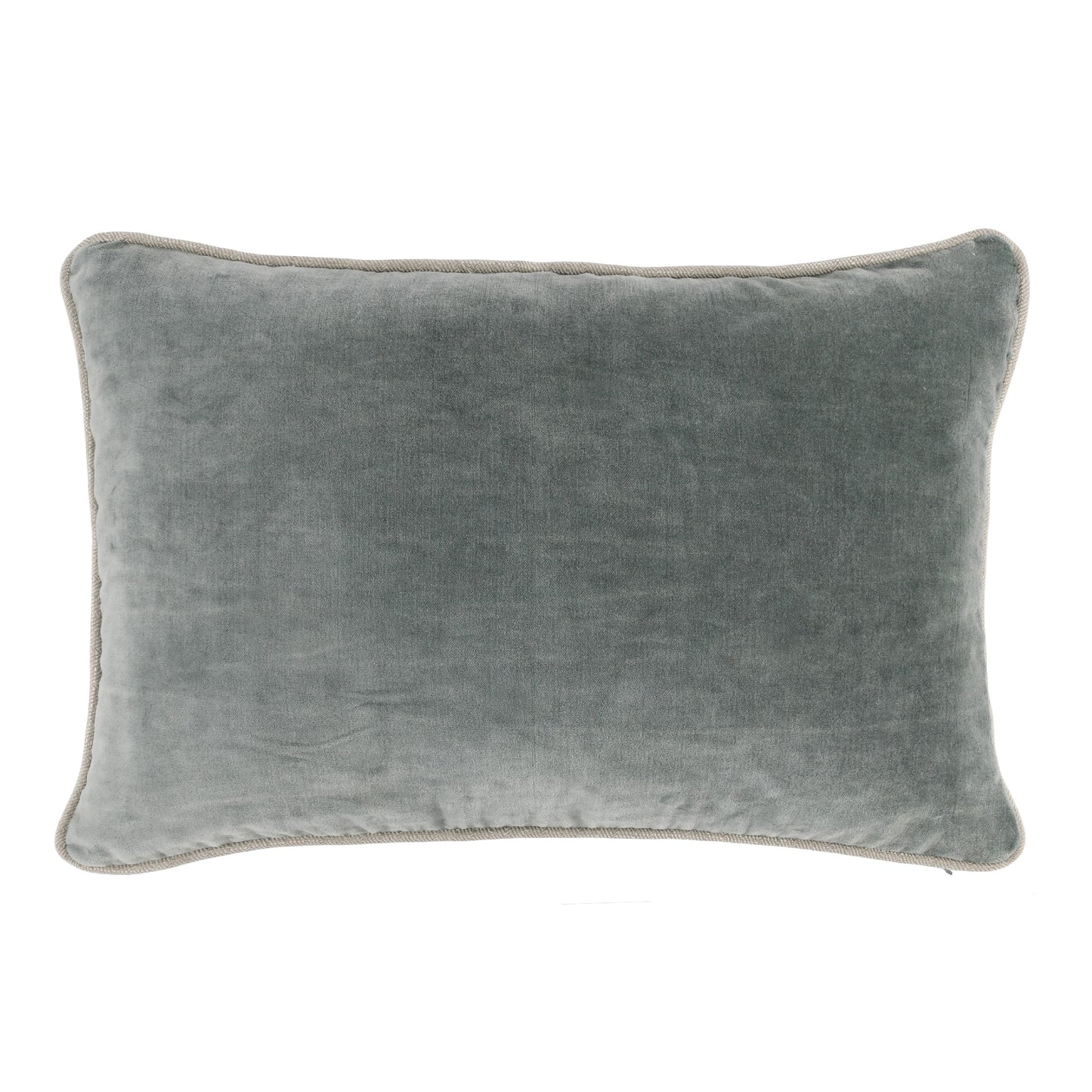 Hillary 20 Inch Velvet Welt Decorative Lumbar Throw Pillow Sage Green