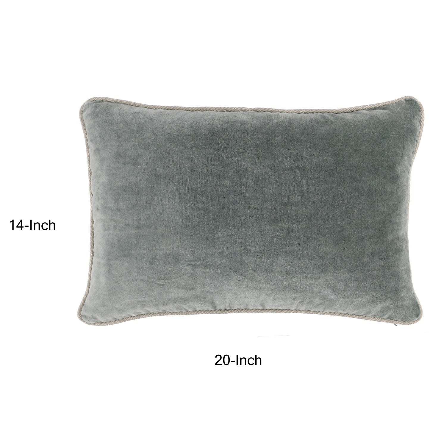 Hillary 20 Inch Velvet Welt Decorative Lumbar Throw Pillow Sage Green