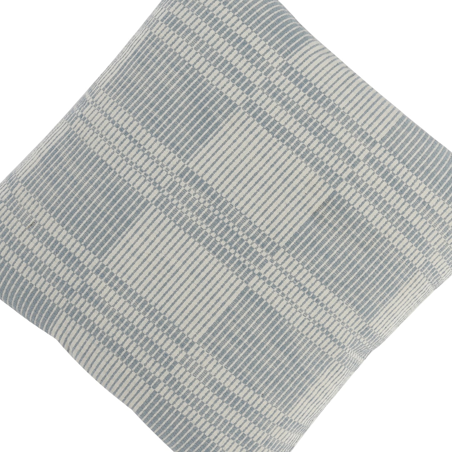 Drake 22 Inch Square Cotton Decorative Throw Pillow Plaid Sandy Blue