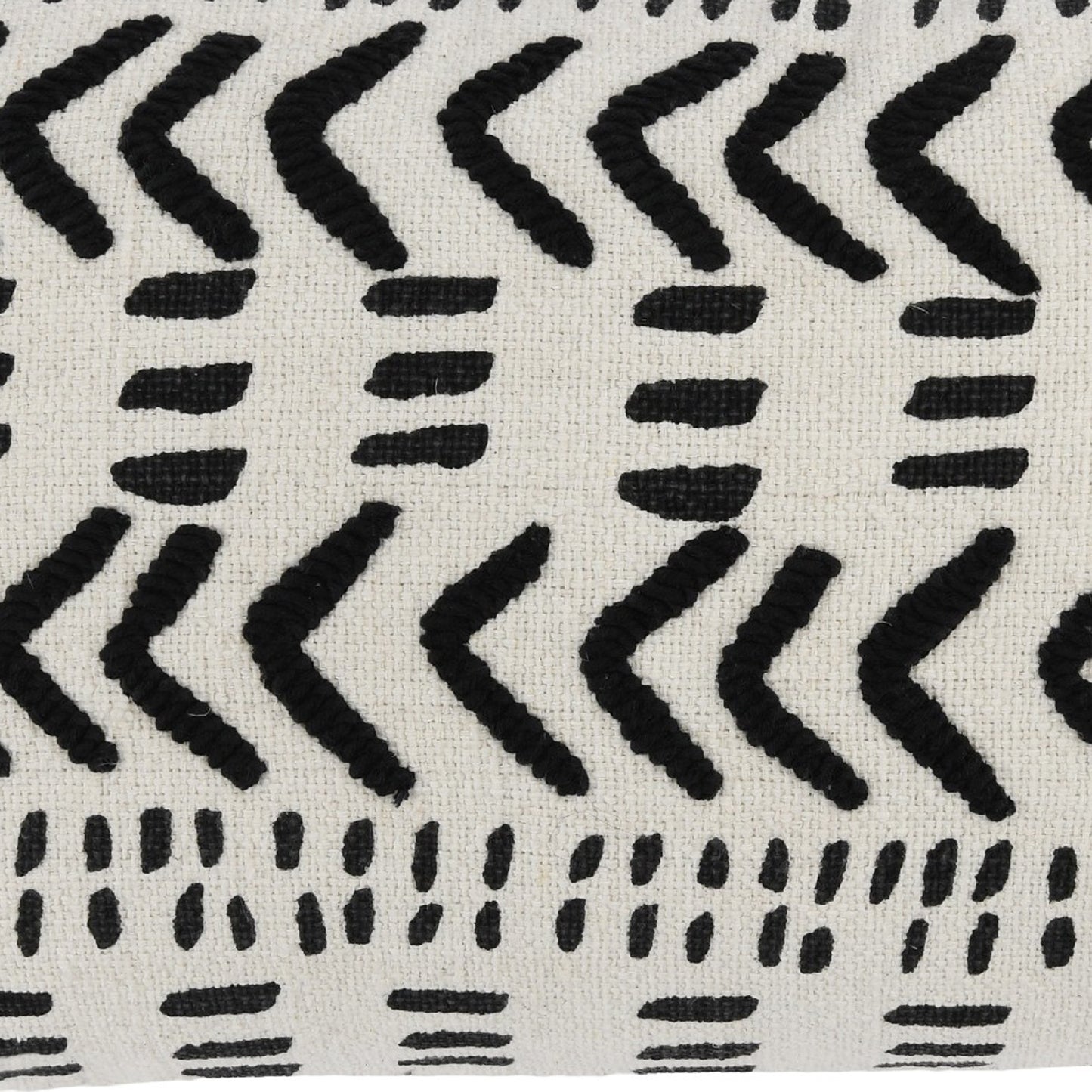 26 Inch Cotton Decorative Lumbar Throw Pillow Tribal Pattern Black White