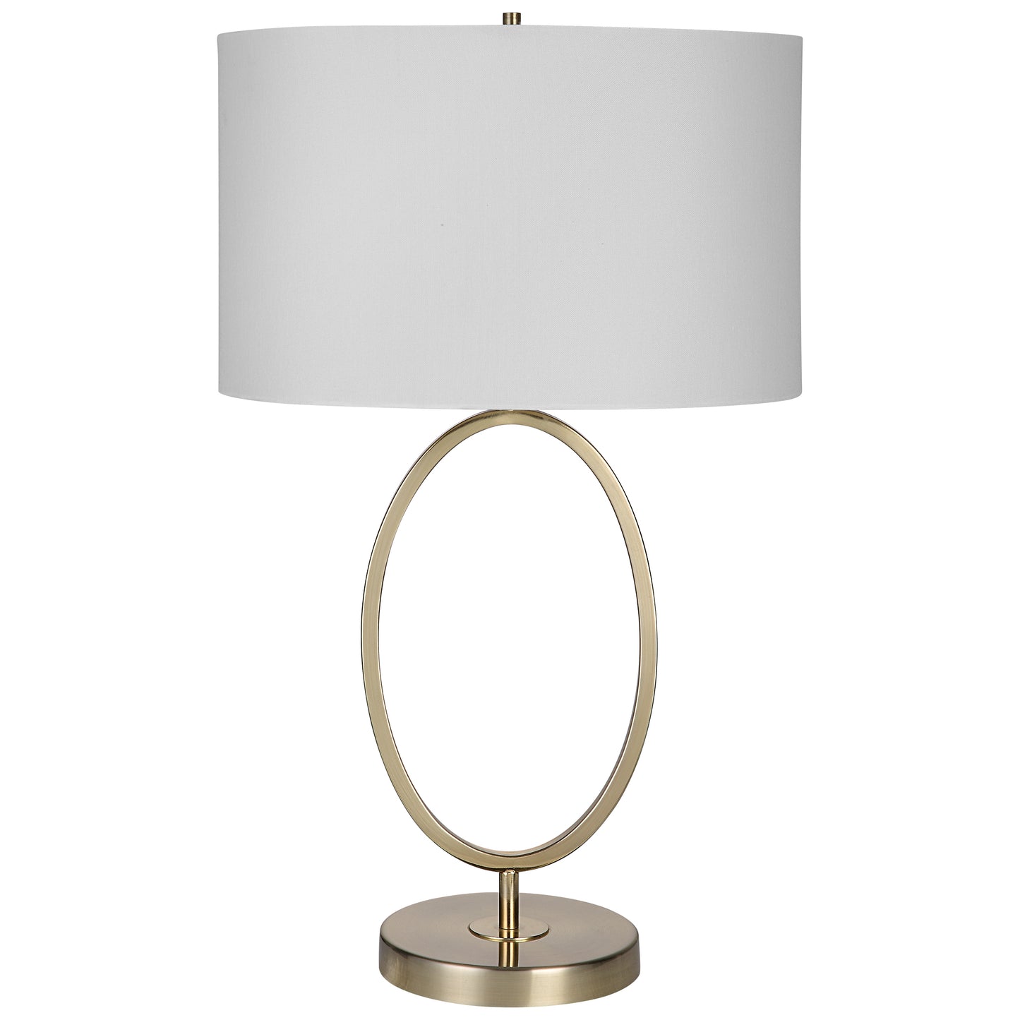 27 Inch Metal Table Lamp Oval Center Ring Gold White