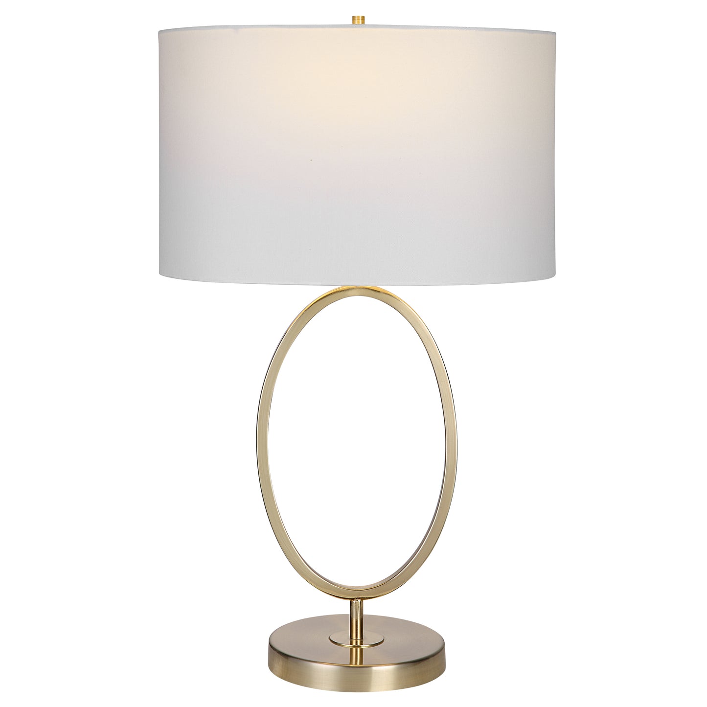 27 Inch Metal Table Lamp Oval Center Ring Gold White