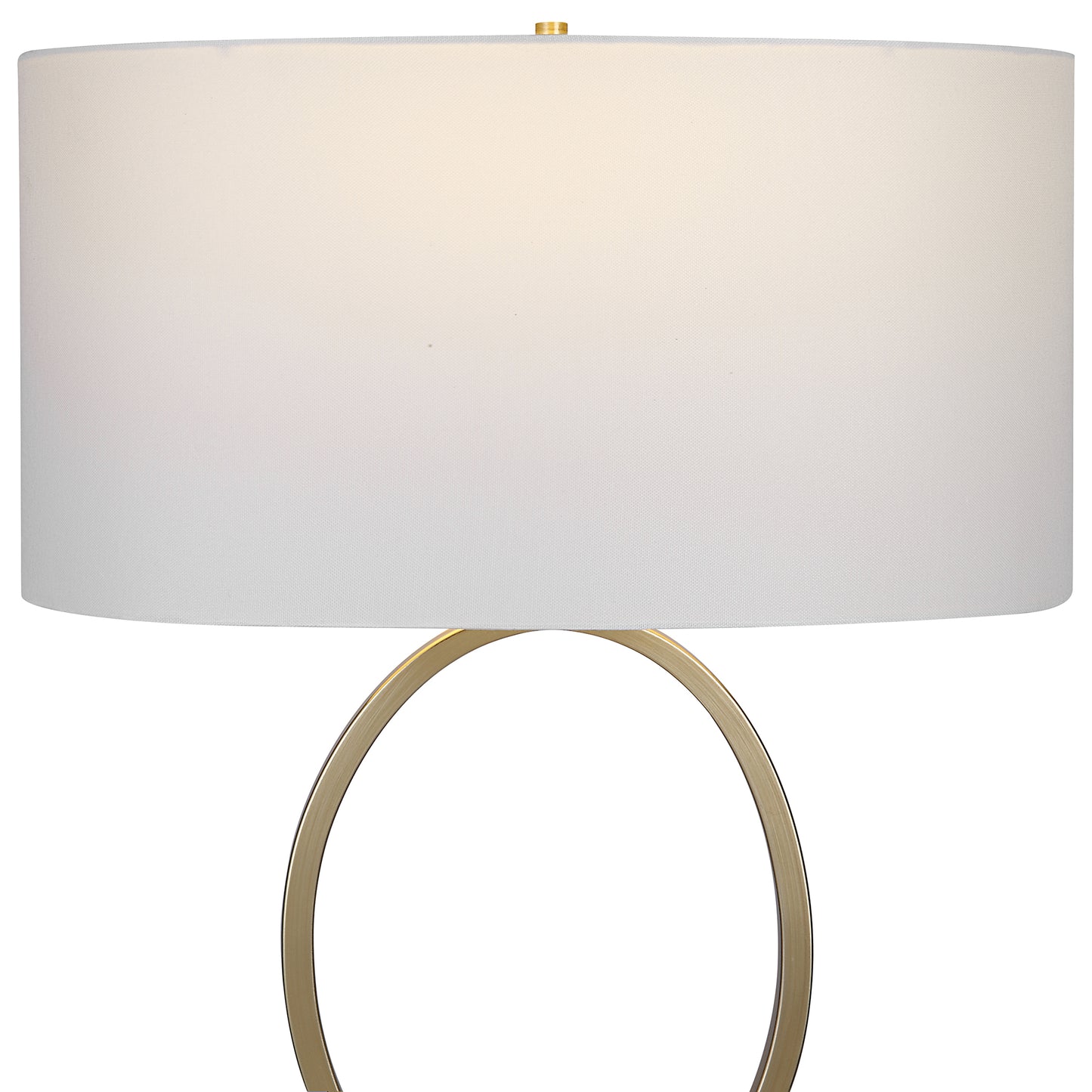 27 Inch Metal Table Lamp Oval Center Ring Gold White