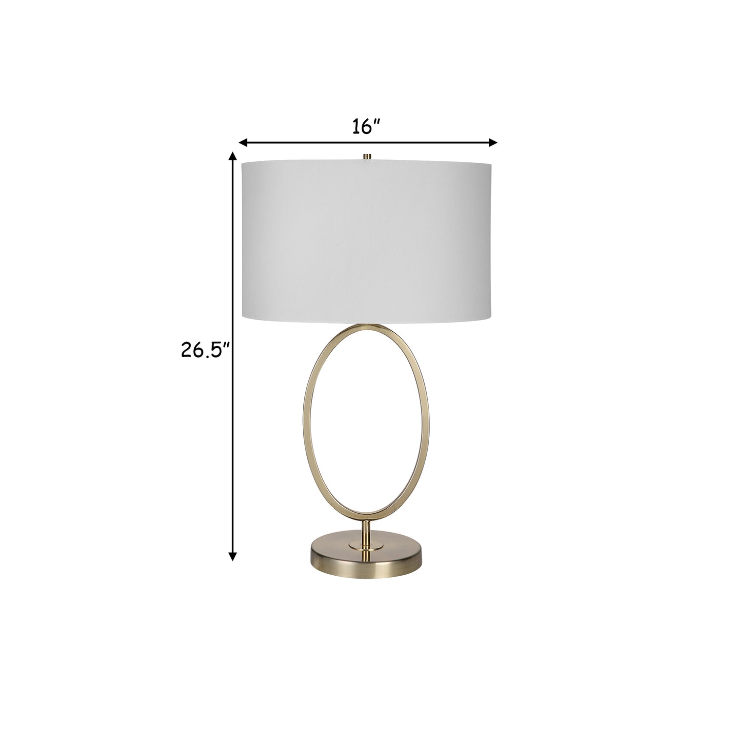 27 Inch Metal Table Lamp Oval Center Ring Gold White