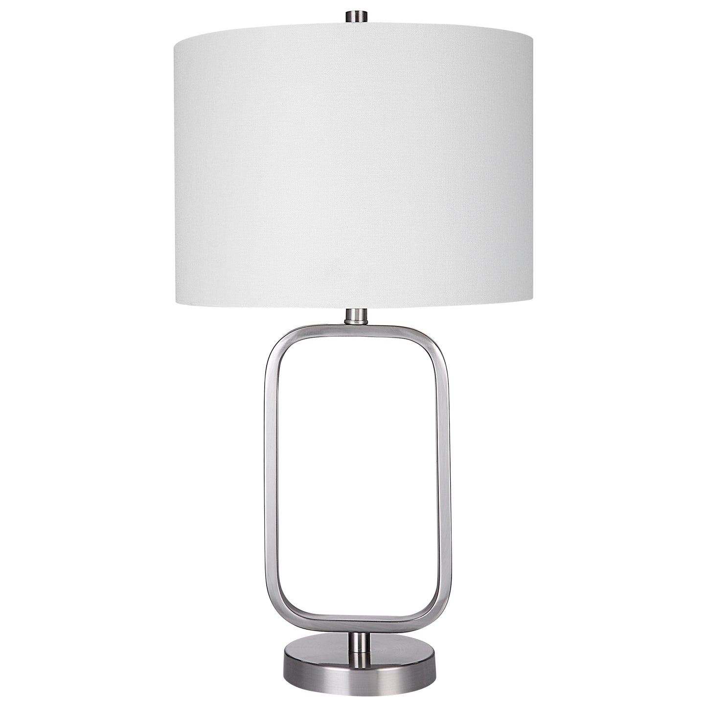 27 Inch Metal Table Lamp Rectangular Base Silver White