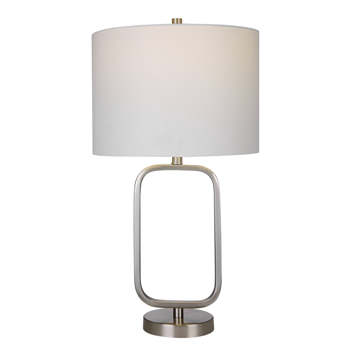 27 Inch Metal Table Lamp Rectangular Base Silver White