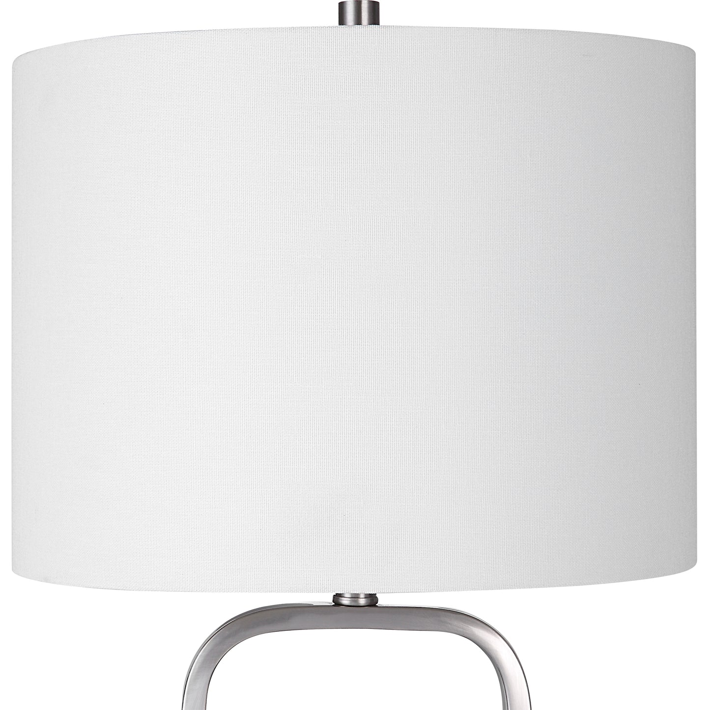 27 Inch Metal Table Lamp Rectangular Base Silver White