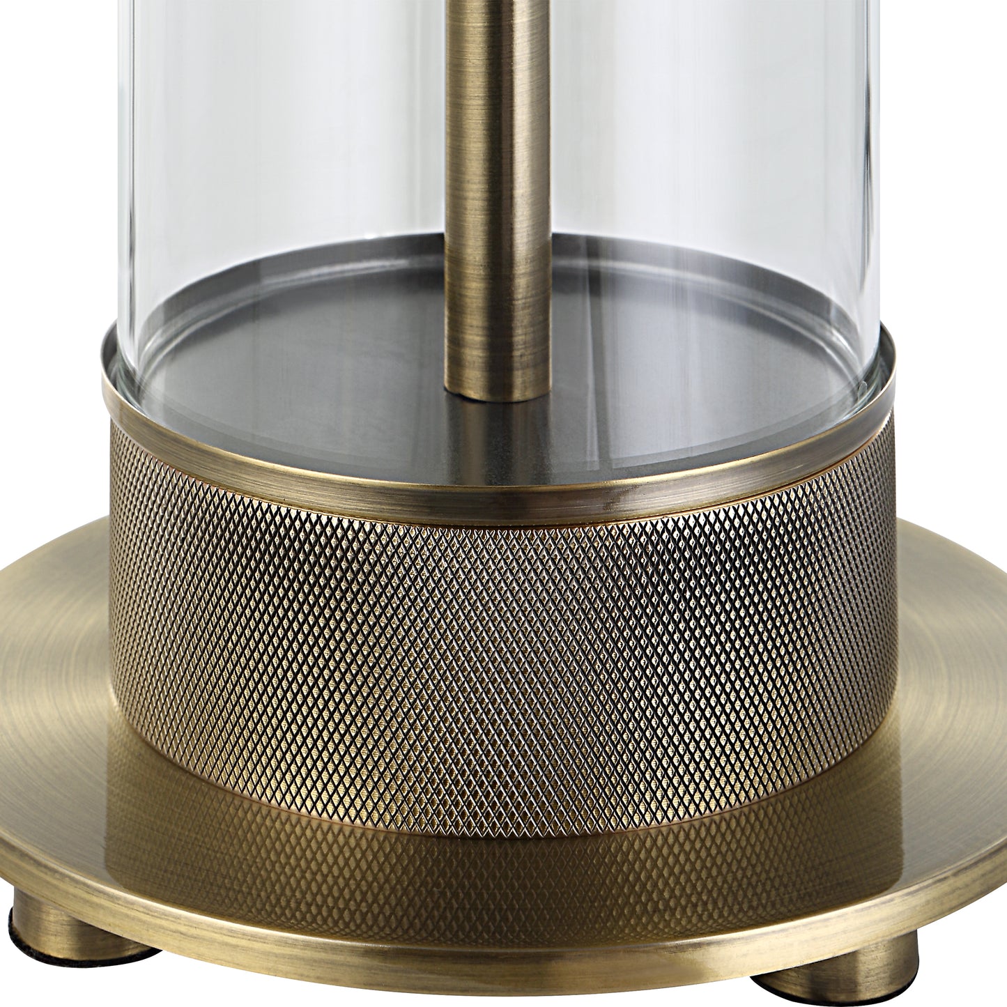 28 Inch Metal Table Lamp Glass Case Design Antique Brass White