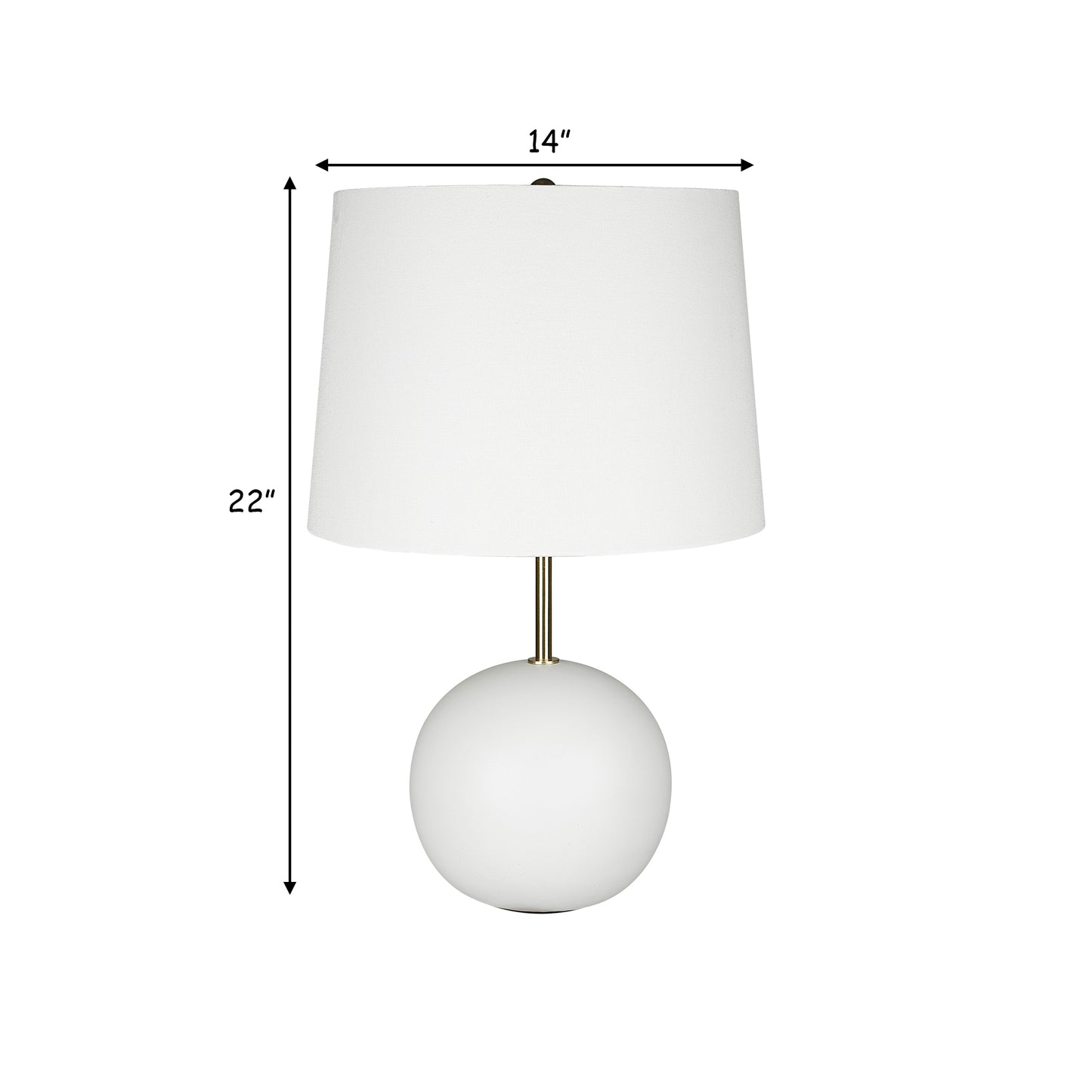 22 Inch Ceramic Table Lamp Sphere Base White Gold