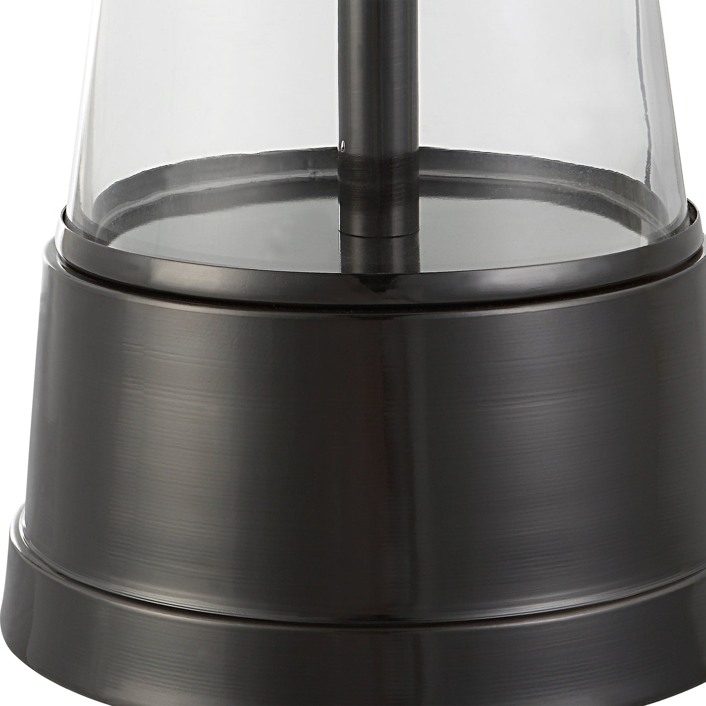 29 Inch Metal Table Lamp Cone Shaped Glass Base Silver Gray