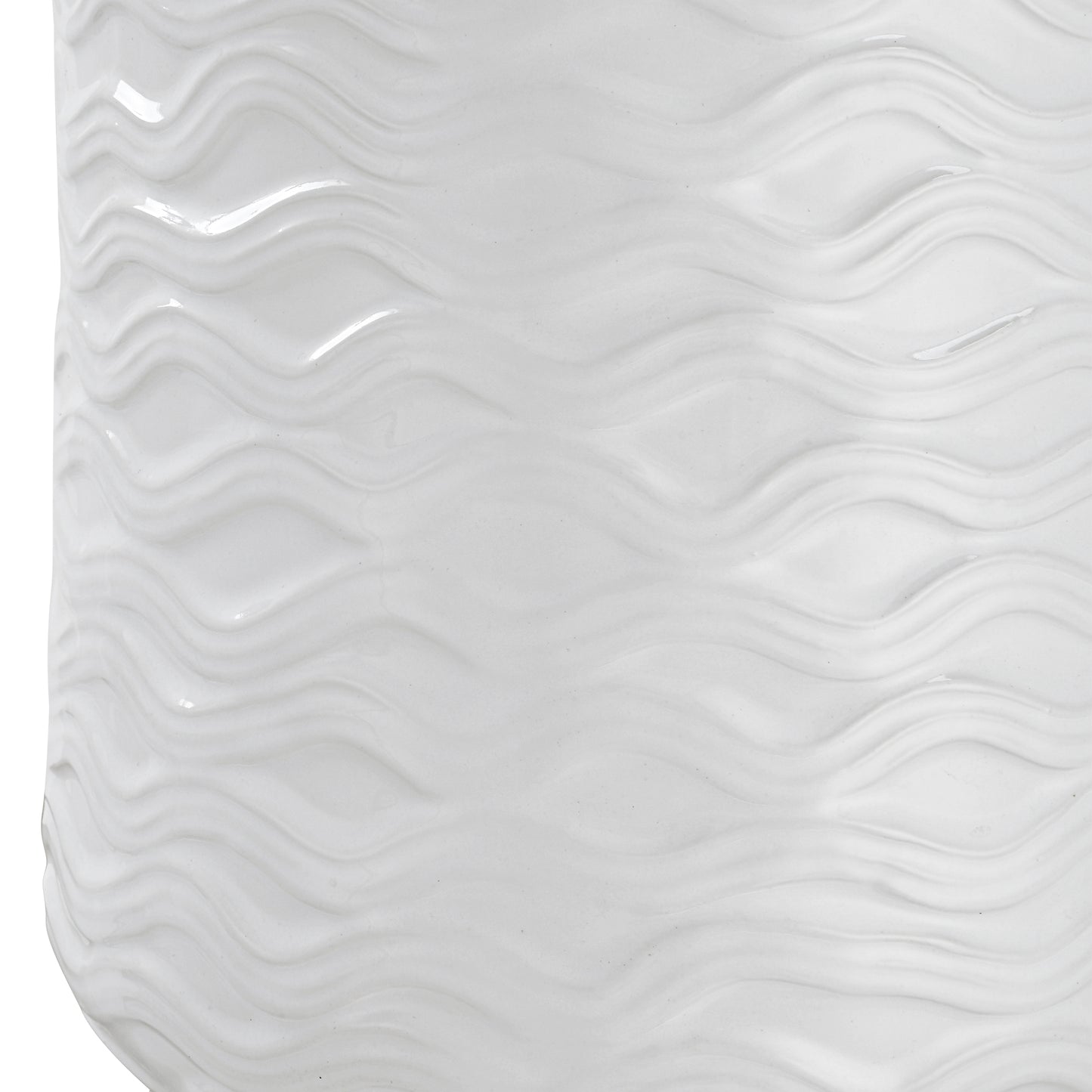 27 Inch Ceramic Table Lamp Wavy Texture Silver White