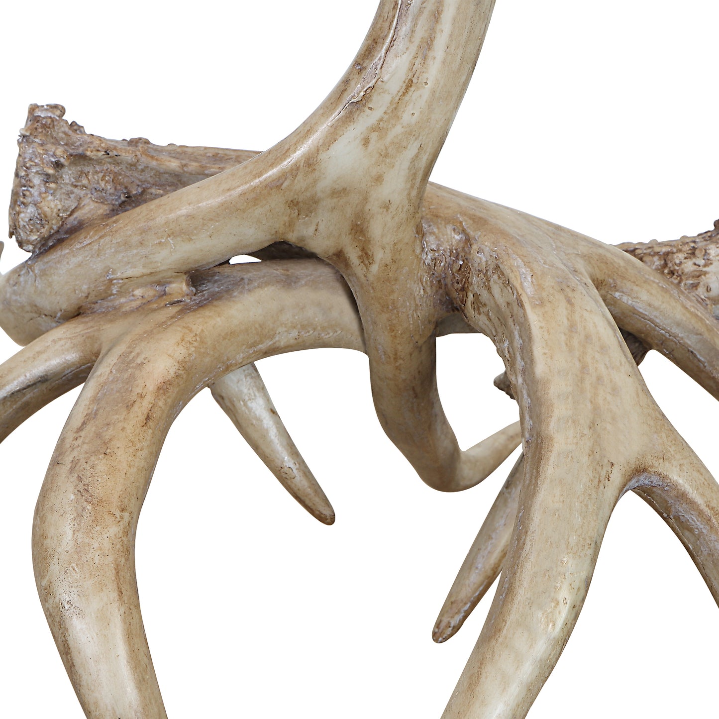 22 Inch Polyresin Table Lamp Antlers Burlap Shade Beige