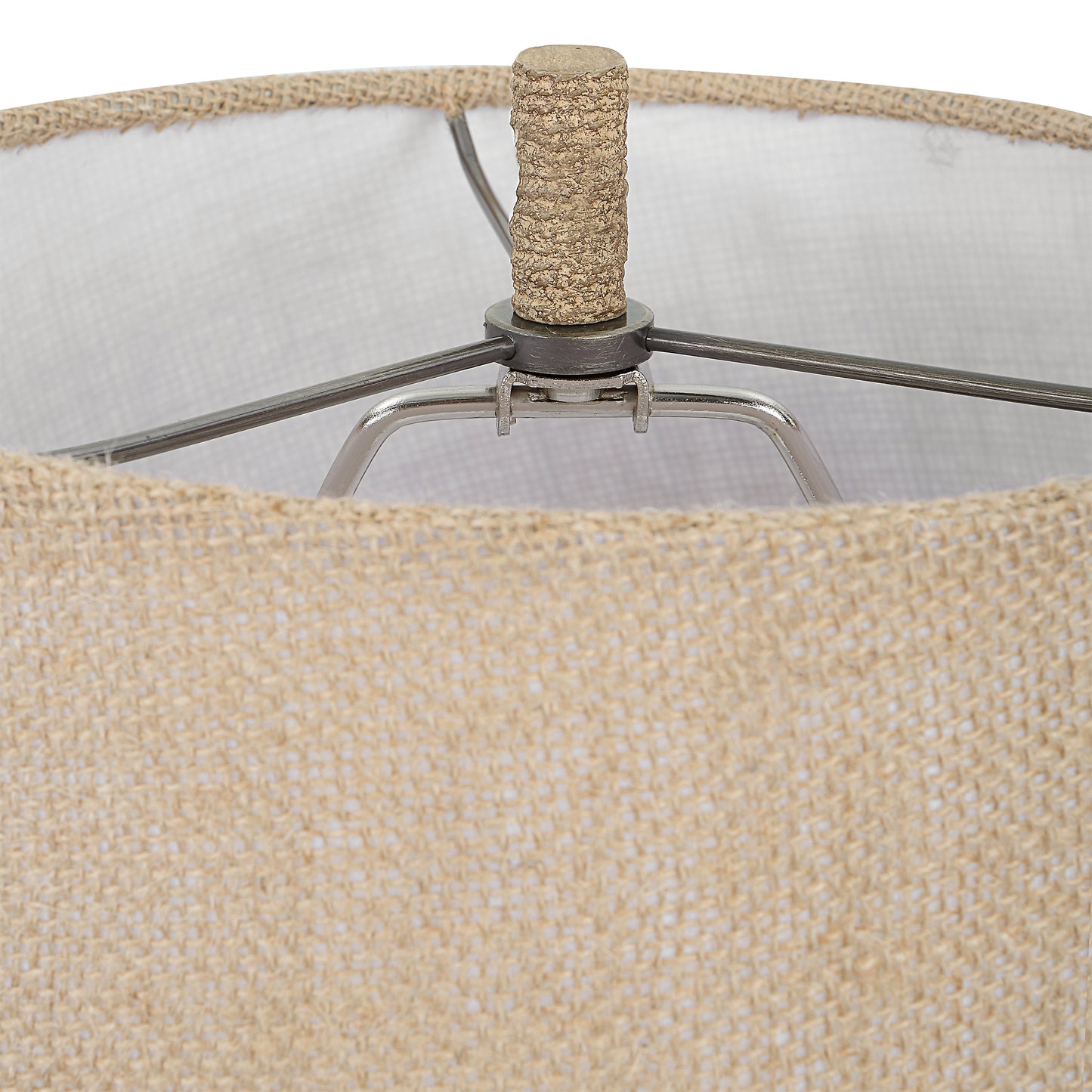 22 Inch Polyresin Table Lamp Antlers Burlap Shade Beige