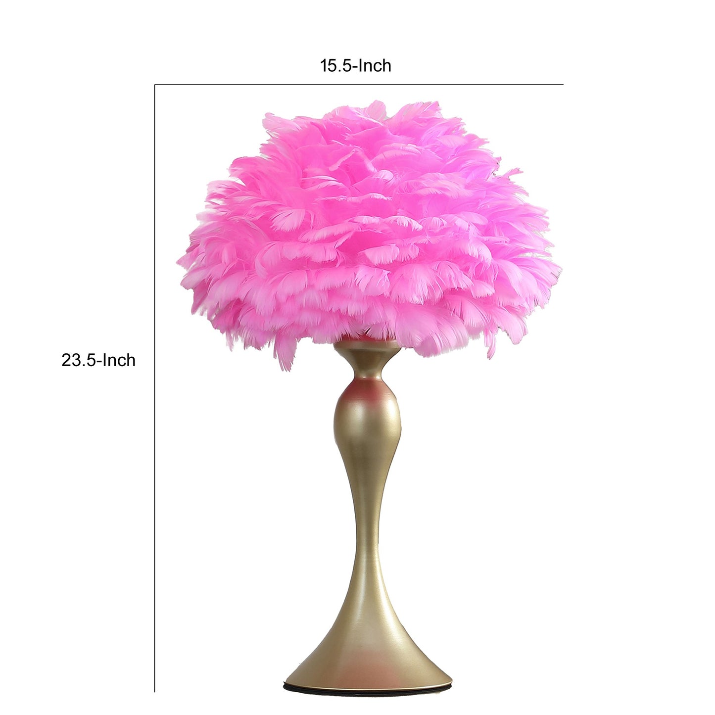 Lily 24 Inch Metal Glam Feather Table Lamp Candlestick 40w Pink Gold