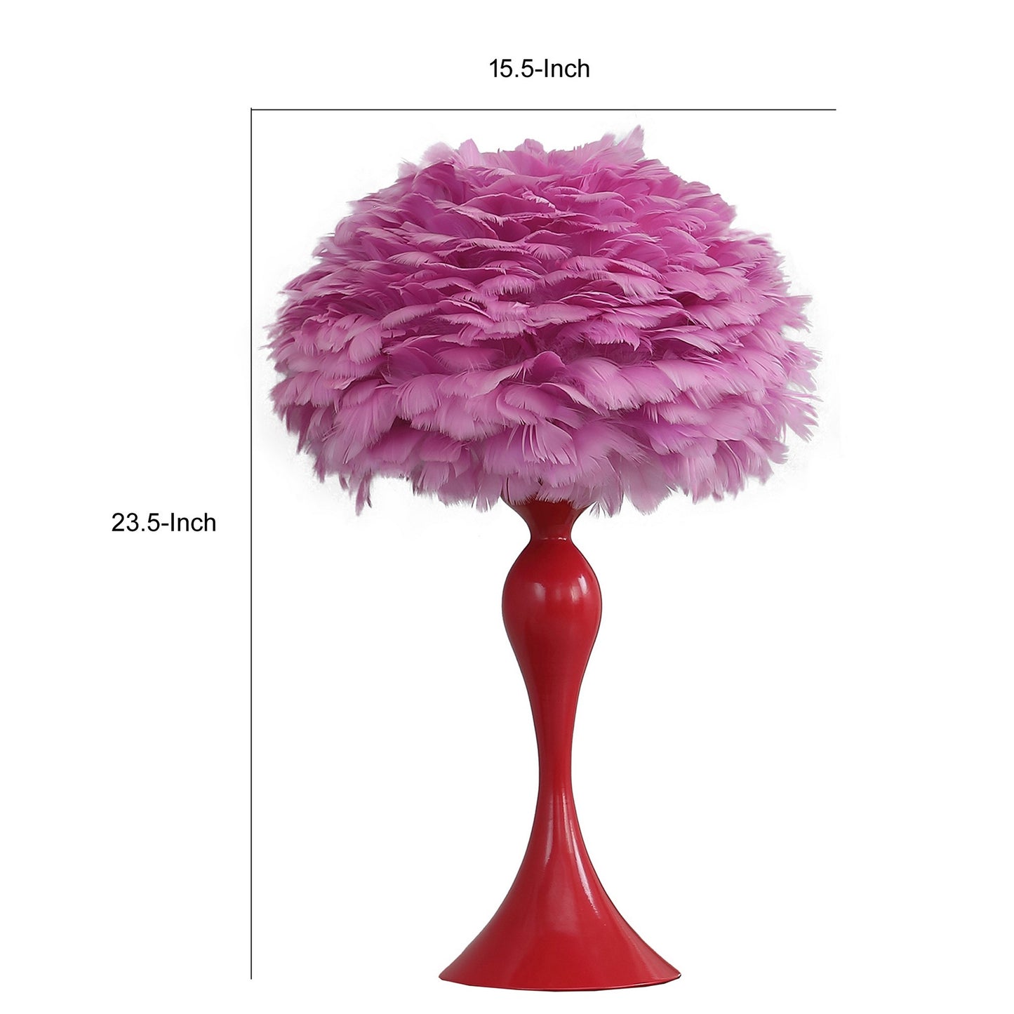 Lily 24 Inch Metal Glam Feather Table Lamp Candlestick 40w Pink Red