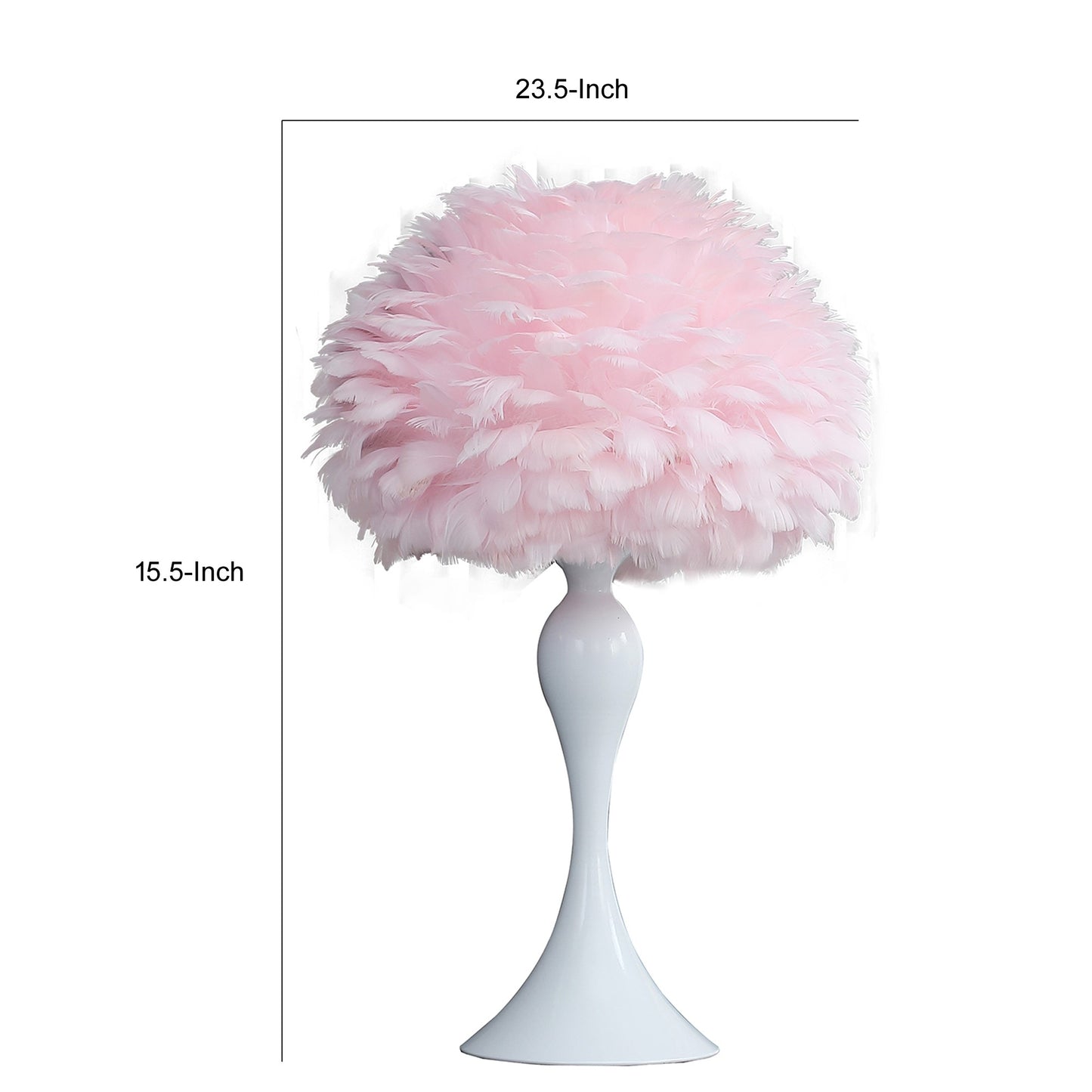 Lily 24 Inch Metal Glam Feather Table Lamp Candlestick 40w Pink White