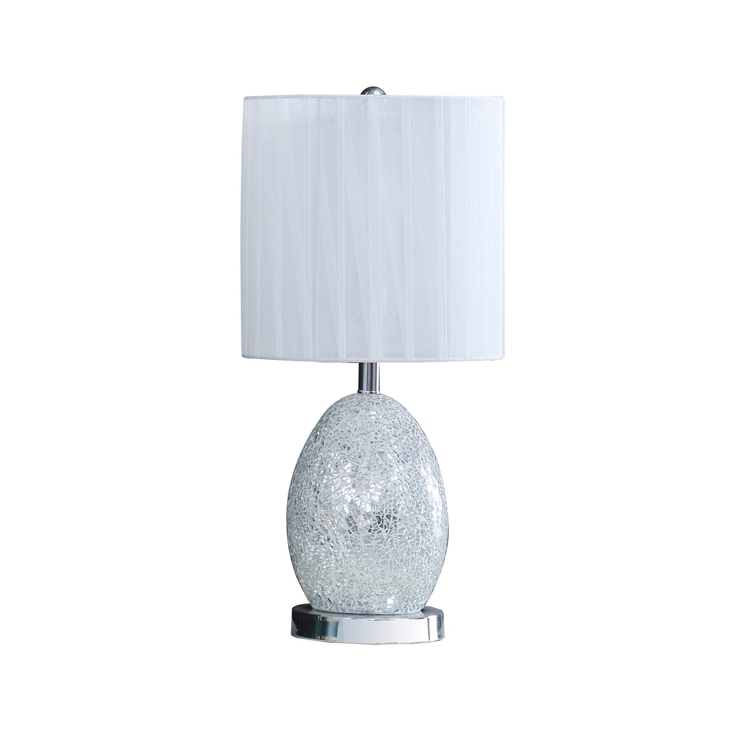 20 Inch Glass Table Lamp 9W LED 3 Way Switch Egg Shape Silver
